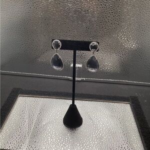 Elegant Black and Silver Teardrop Earrings